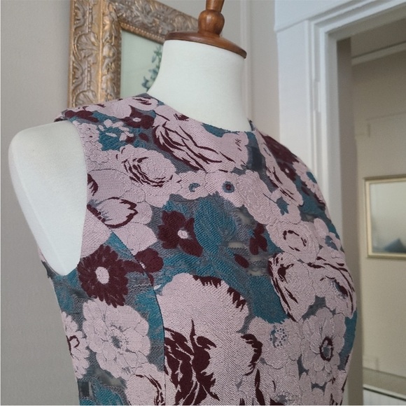 Creatures of the Wind Purple Floral Embroidered Lace Knee Length Sheath Dress - Picture 6 of 13